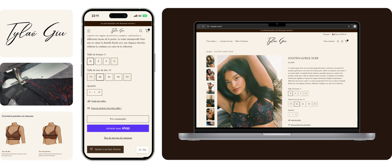 Tylae Giu - marque de lingerie developpement web shopify sur mesure